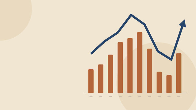 Financial trend illustration with line and bar graphs showing growth and decline