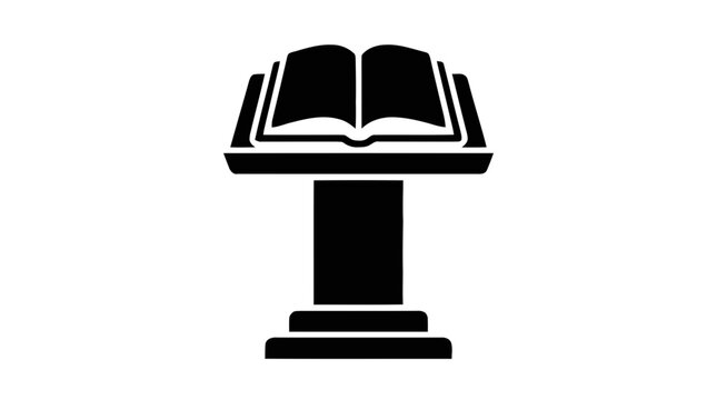 Vector illustration of open book on a lectern icon on a transparent background