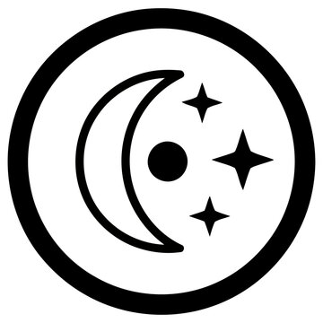 Crescent moon and stars icon