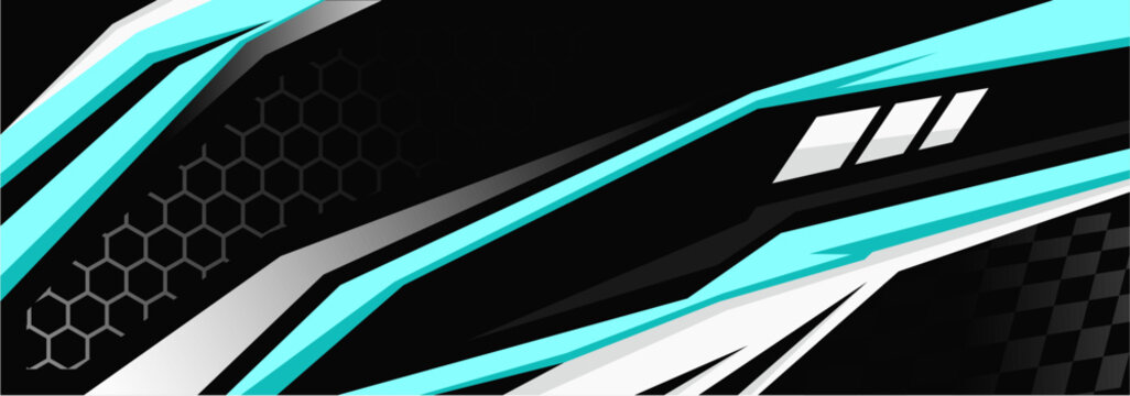 Cyan and Black Futuristic Rac...