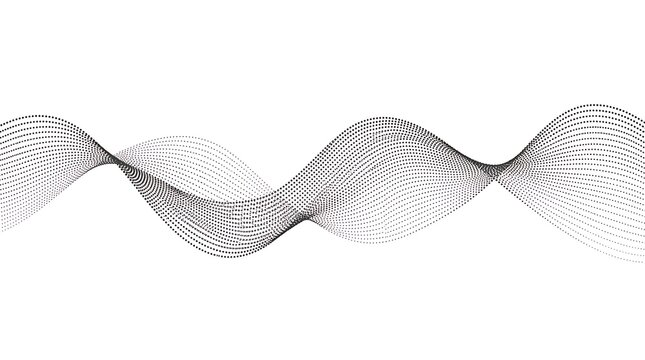Abstract wave sound wave equalizer graphic pattern made of black dots on white background vector illustration