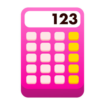 Pink Calculator Icon for Mathematics Education and School Supplies
