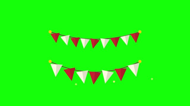 Waving Flag Trio Animation on Green Screen