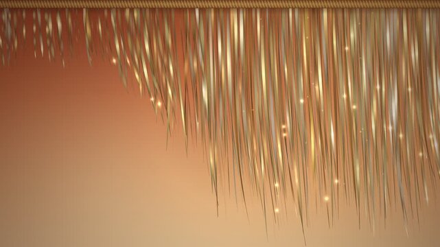 Natural Raffia Fringe Swaying in Warm Summer Breeze Seamless Loop