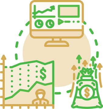 Clear roi concept. Impact efficiency, investment growth, evaluation metrics icon vector illustration