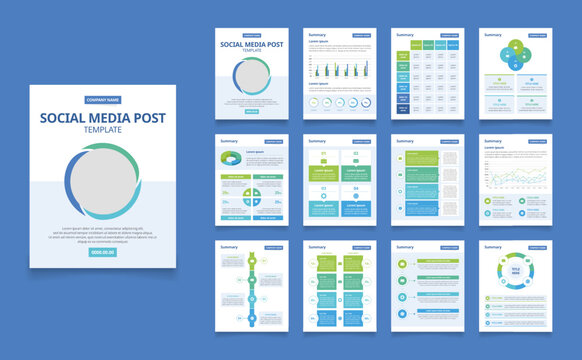 Blue and Green Social Media Post Templates for Modern Branding