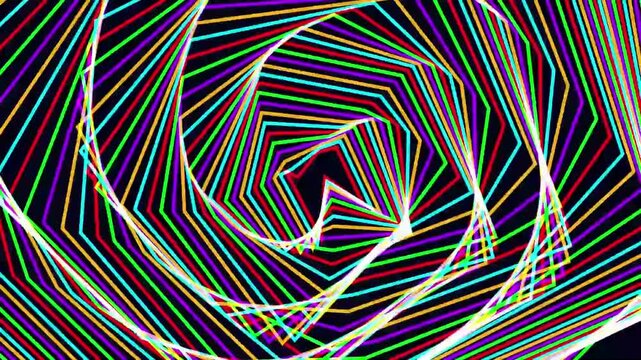 Abstract Motion Graphic of a Subatomic String Field Vortex with Prismatic Lattice Web Patterns, Representing Quantum Physics, Energy Dynamics, and Interconnected Multidimensional Space Concept