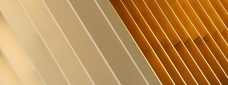 part of diagonally parallel modern metal gold and beige white cement building architecture banner background