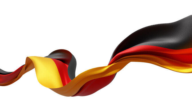 German flag flowing isolated on transparent background with copy space 3D render