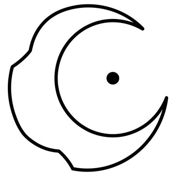 Crescent moon with dot symbol