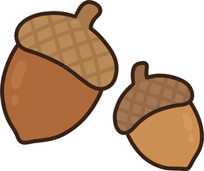 Cute Autumn Acorns Nuts Vector Illustration © 예주 김