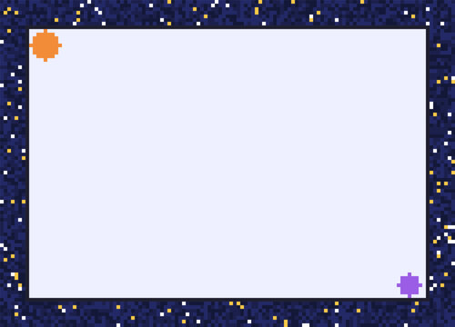 Pixel art outer space frame with stars and planets