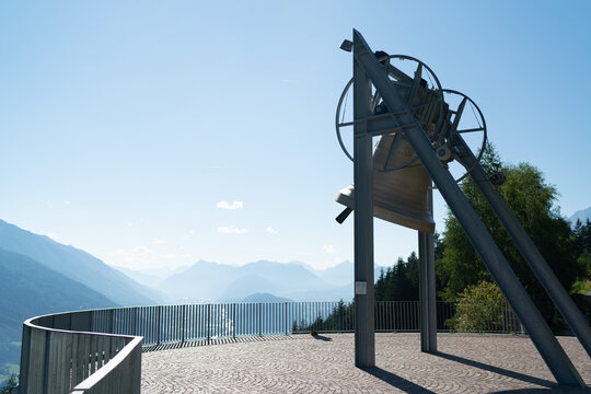 M&ouml;sern Friedensglocke &ndash; the Tyrolean Peace Bell, view of the Austrian Alps. A journey through the valley where the Inn River flows &ndash; Innsbruck &ndash; Seefeld &ndash; Austria &ndash; Tyrol