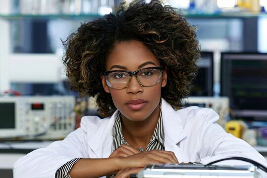 Biomedical engineer tests a medical diagnostic device in a research laboratory