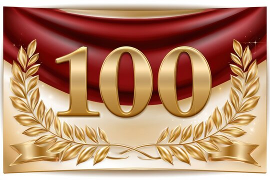 100th birthday card with gold number and laurel branches
