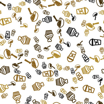 Seamless pattern of food and drink icons