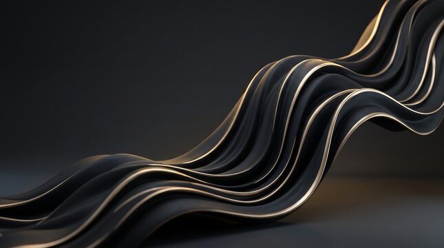 Luxurious black and gold wavy abstract design for corporate or luxury brand advertising