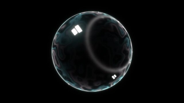 Aegis pearl ward bubble seamless loop isolated on black background, 4K VFX element