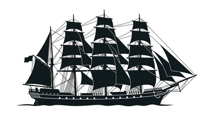 Sailing Ship Silhouette on Transparent Background © woki