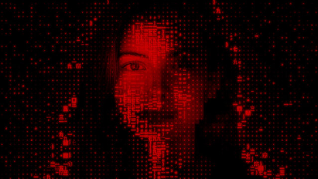 Digital Face made of Source Code. Access Control Concept.