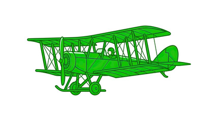 Vintage Biplane Illustration Isolated Green Graphic © Aerik