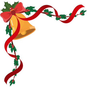 Christmas Bells and Holly Corner Decoration