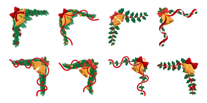 Christmas Bells and Holly Corner Decoration