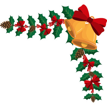 Christmas Bells and Holly Corner Decoration