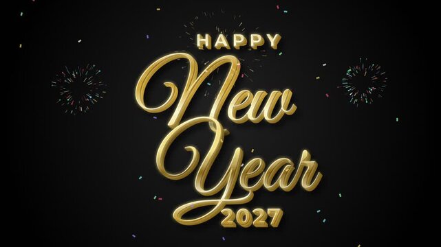video animation Footage Happy new year 2027, gold texture
