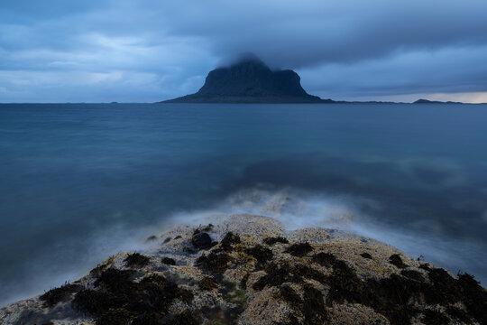 S&oslash;la island rises in ditance from Vega, Helgeland, Nordland, Norway