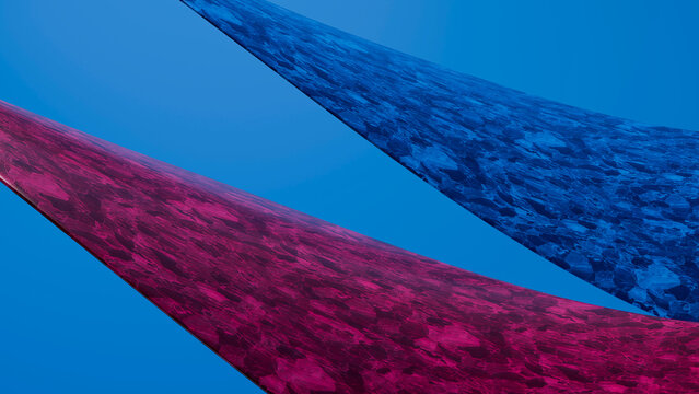 Abstract geometric blue and red textured shapes