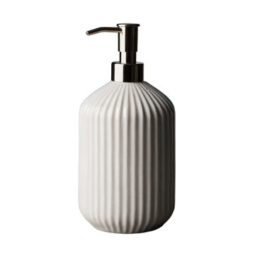 Elegant ceramic soap dispenser on a black background bathroom hygiene and cleanliness