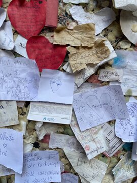 Love Messages and Graffiti on the Walls of Juliet's House in Verona Italy