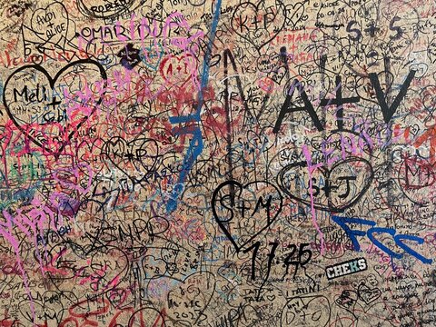 Love Messages and Graffiti on the Walls of Juliet's House in Verona Italy