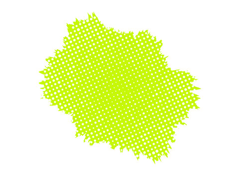 Bright Lime Green Halftone Dot Map Silhouette of Yvelines Department France Isolated on White Background