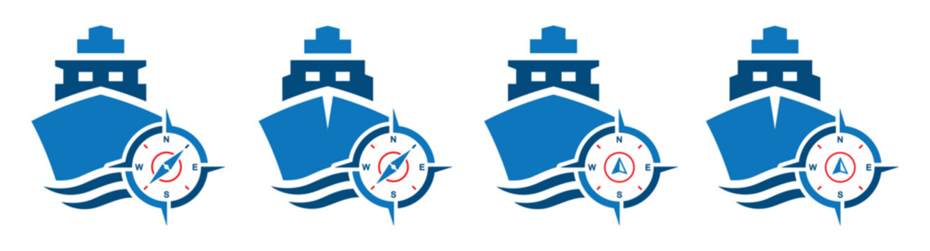 Ship compass navigation icon illustration