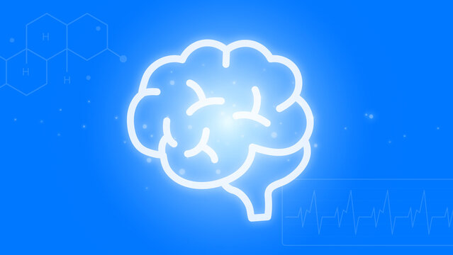 Illuminated Brain Neural Network Drawing with Digital Medical Background