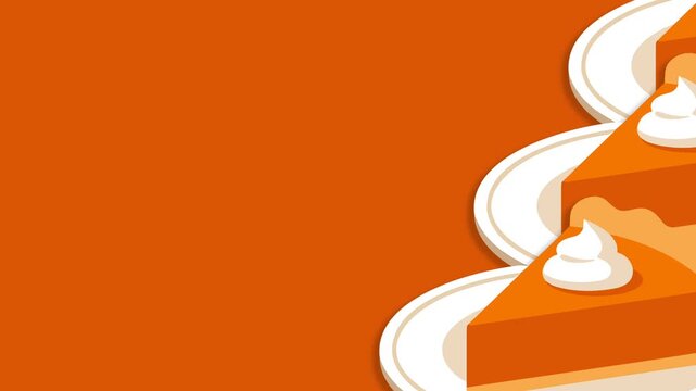 Animated Pumpkin Pie Slices Background Motion Graphics Loop For Thanksgiving Feast.