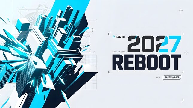 2027 reboot tech futuristic city banner design