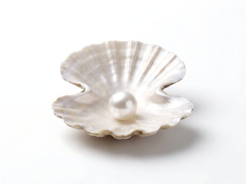 Beautiful seashell with pearl resting inside natural setting