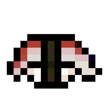 Cute tako nigiri octopus sushi pixel art vector icon on black background. Kawaii 8-bit retro aesthetic Japanese food sprite for indie game development inventory UI.