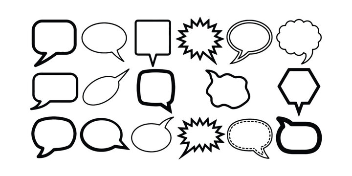 Collection of comic speech bubbles and dialog balloons vector graphic shapes for design projects