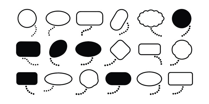 Collection of blank speech bubbles with dotted tails vector design element set