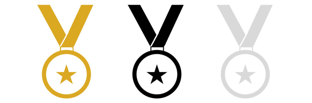 Set of medal award icons, winning medl, win, victory , success, medal, first, silver, gold