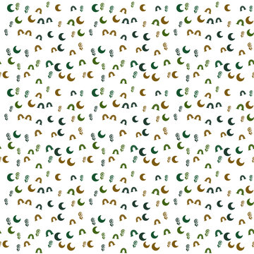 Seamless pattern with moons, rainbows, and dreamcatchers