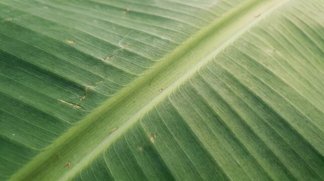 Fresh Green Banana Leaf with Natural Botanical Vein Pattern