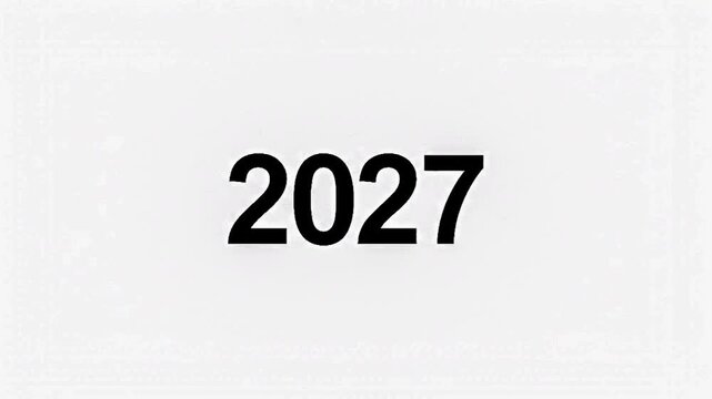 2027 Happy New Year modern minimal typography design isolated on white background