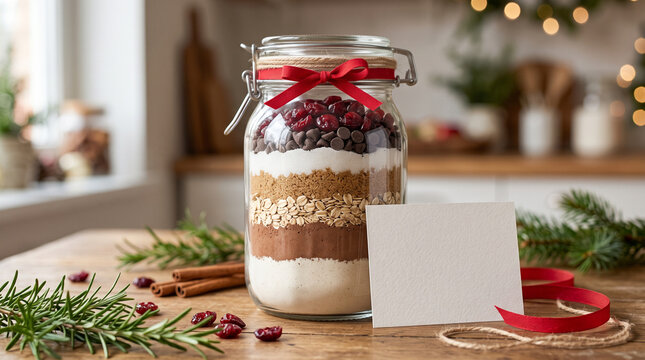 Layered baking mix in a jar for a Christmas gift