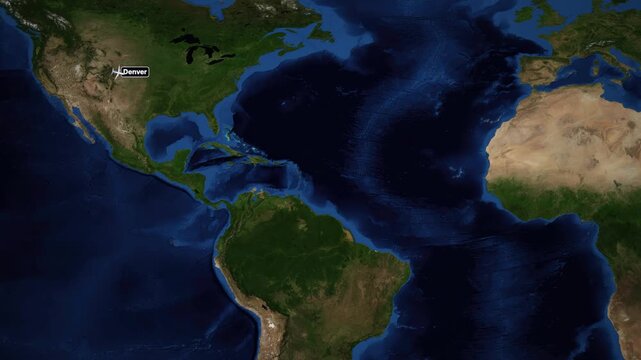 Animated Flight Map Route from Denver to Casablanca Across the Atlantic