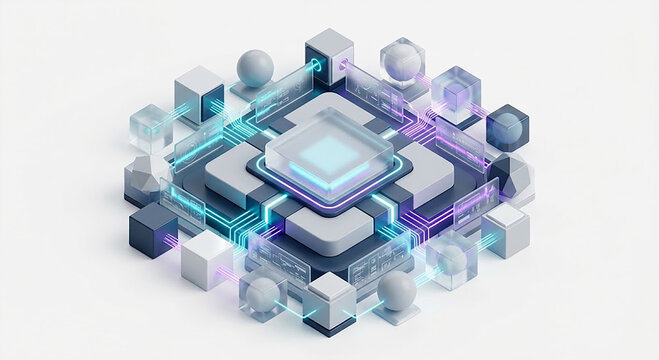 Central processing unit connected to surrounding digital nodes and data